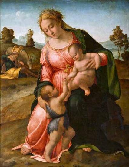 Francesco Granacci Madonna and Child with St John the Baptist oil painting image